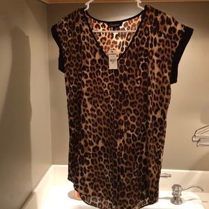 Express leopard short sleeved blouse